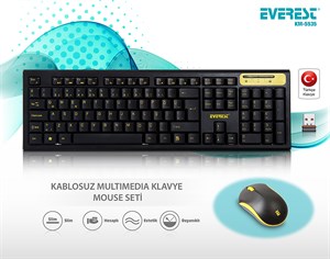 Everest KM-5535 Usb Multi Media Kablosuz Q Standart Klavye + Mouse Set 18787