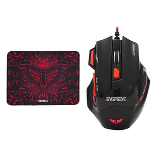 Everest SGM-X7 Usb Siyah 2in1 7200dpi Makrolu Oyuncu Mouse +Gaming Mouse Pad 14435
