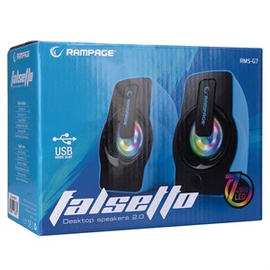 Rampage RMS-G7 FALSETTO 2.0 6 Watt RGB Ledli Mavi Multimedia Gaming USB Speaker 30258