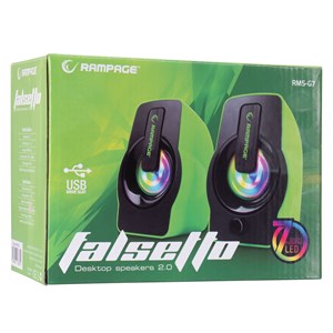 Rampage RMS-G7 FALSETTO 2.0 6 Watt RGB Ledli Yeşil Multimedia Gaming USB Speaker 30259